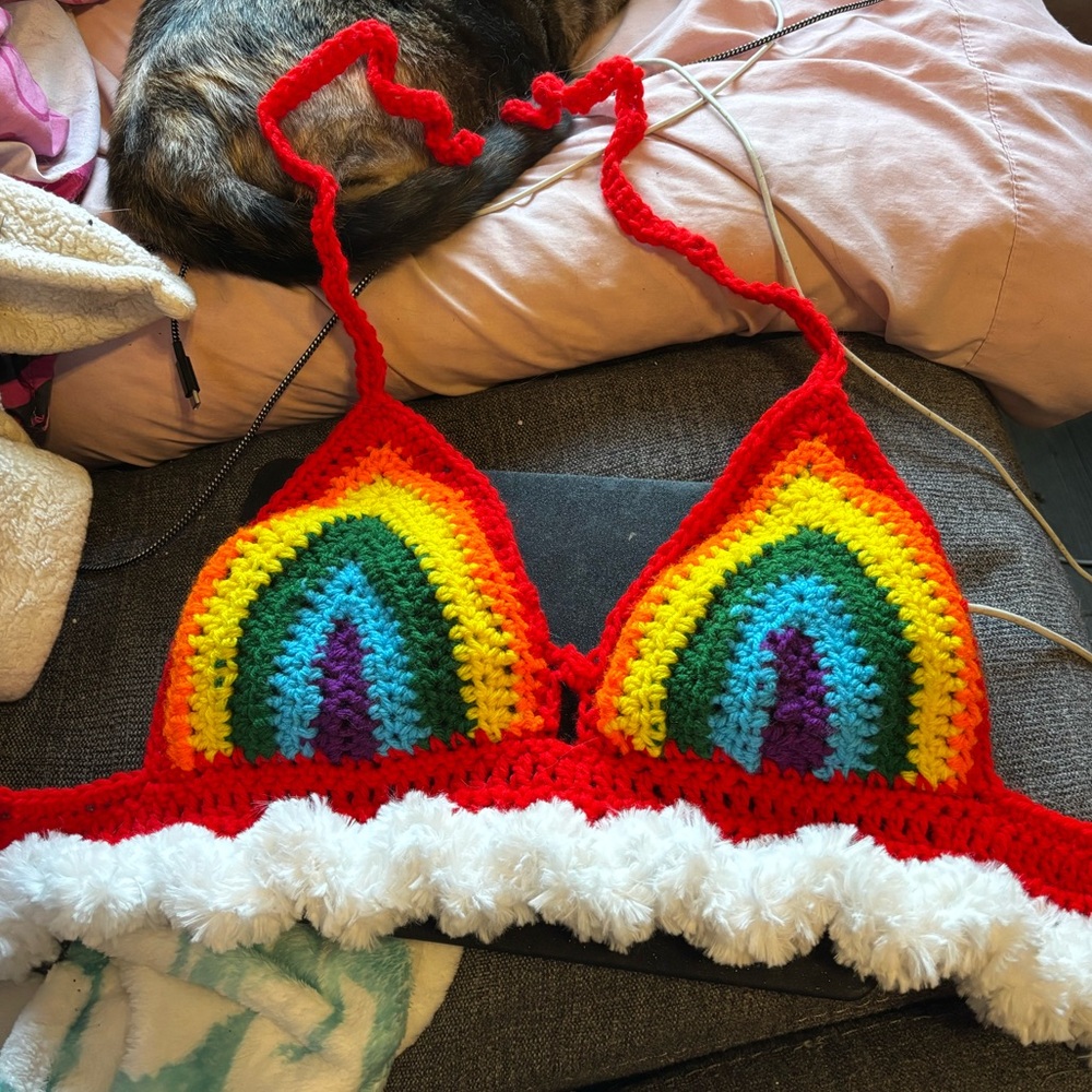 Rainbow Crochet Bralette Top